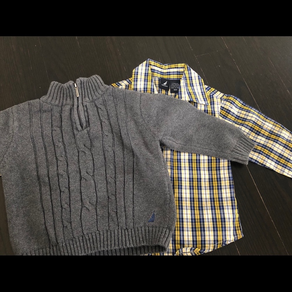 Nautica long sleeve shirt and sweater 18M